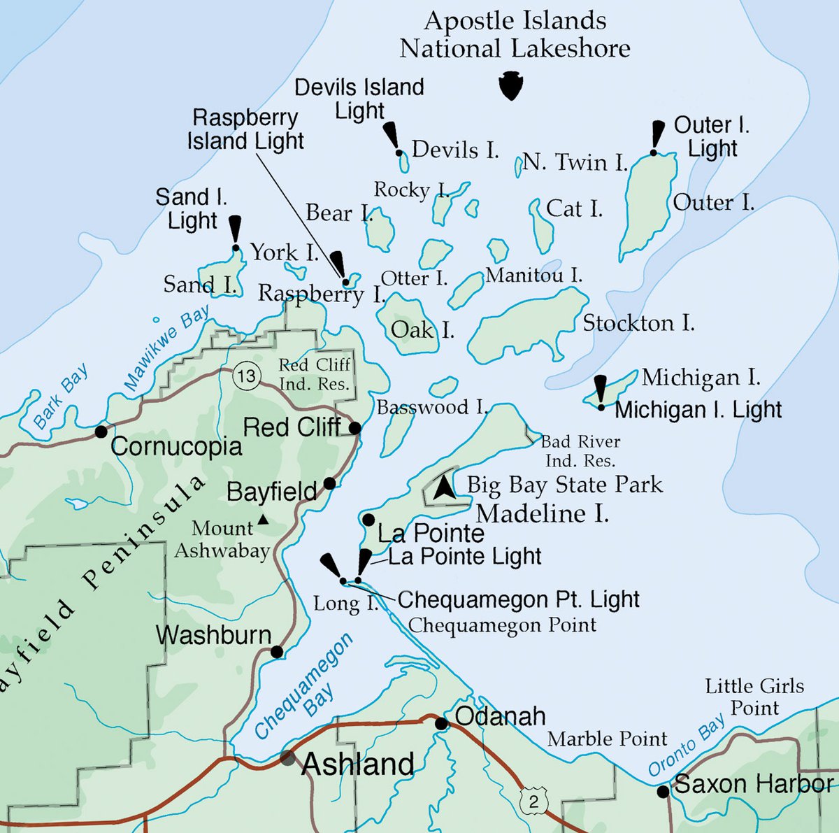 Apostle Islands Lake Superior Historical Map 1925 Nau vrogue.co